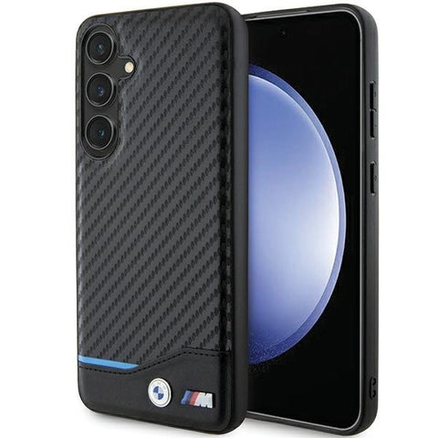 BMW Leather Carbon MagSafe ovitek za Samsung S24 Plus, Black