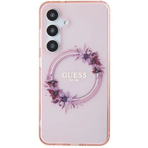 Guess IML Flowers ovitek za Samsung S24, Pink