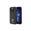 Guess Strass Metal Logo ovitek za iPhone 15 Pro, Črn