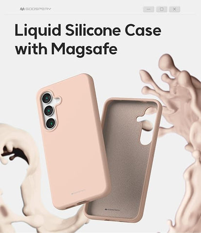 GOOSPERY Liquid Silicone MagSafe ovitek Samsung S25, Pink Sandy