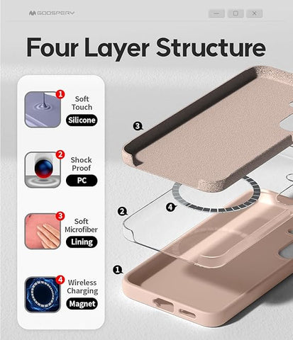 GOOSPERY Liquid Silicone MagSafe ovitek Samsung S25, Pink Sandy