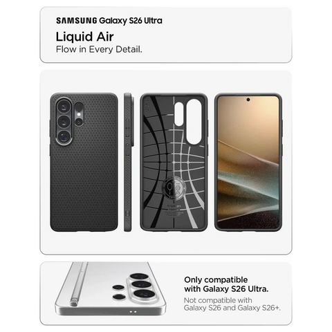 Spigen Liquid Air ovitek za Samsung S26 Ultra, Matte Black