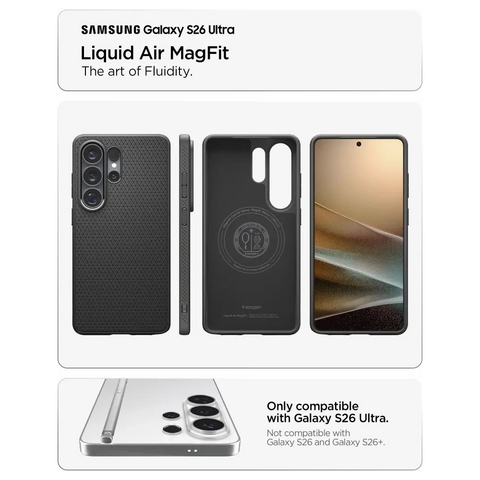 Spigen Liquid Air Mag MagSafe ovitek za Samsung S26 Ultra, Matte Black