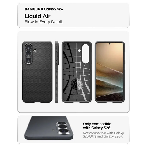Spigen Liquid Air ovitek za Samsung S26, Matte Black