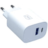 Stenski polnilec 3MK FlowPower, 1×USB-C, 1×USB-A, 30W