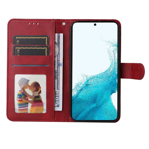 Eleganten ovitek etui iz umetnega usnja za Samsung S24 Plus / S25 Plus, Rdeč