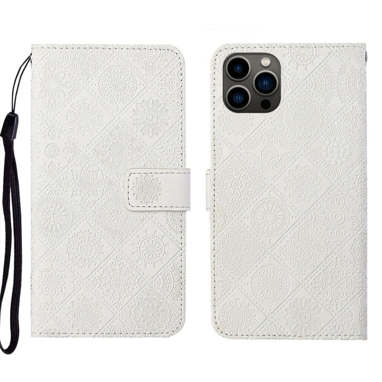Eleganten etui ovitek za iPhone 16 Pro, Ethnic, Bel