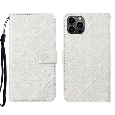 Eleganten etui ovitek za iPhone 16 Pro, Ethnic, Bel
