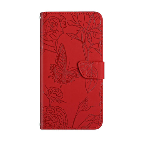 Eleganten etui/ovitek za  Samsung A55 5G, Rdeč, metulji