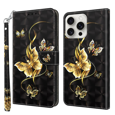 Eleganten etui ovitek za  iPhone 16 Pro, Zlat metulj