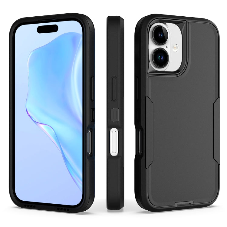 Eleganten Hybrid ovitek za iPhone 16, Črn