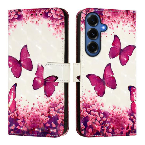 For Samsung Galaxy S26+ 5G 3D Painting Horizontal Flip Leather Phone Case(Rose Butterfly)