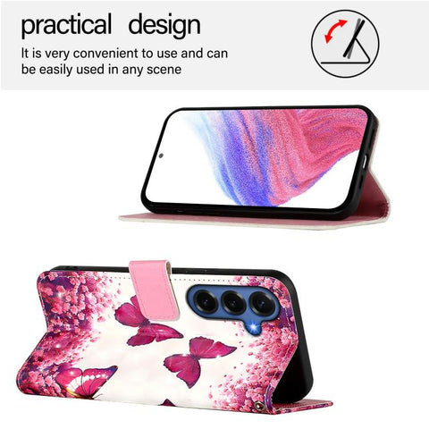 For Samsung Galaxy S26+ 5G 3D Painting Horizontal Flip Leather Phone Case(Rose Butterfly)