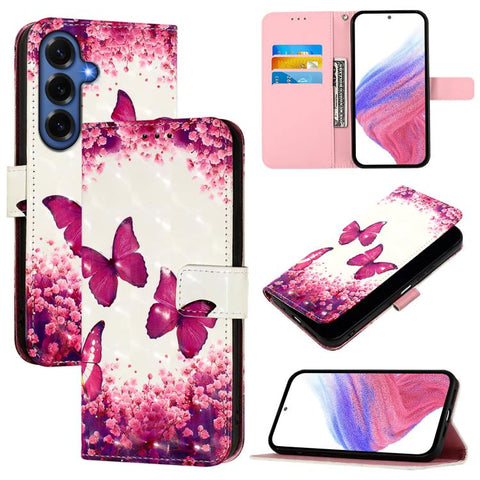 For Samsung Galaxy S26+ 5G 3D Painting Horizontal Flip Leather Phone Case(Rose Butterfly)