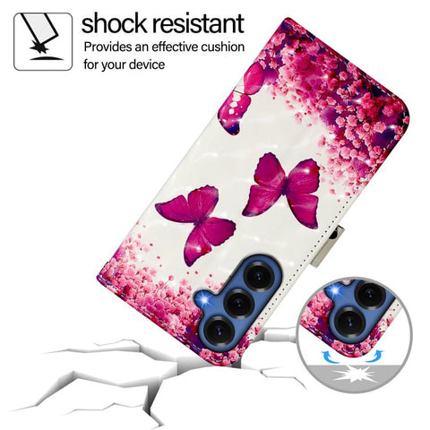 For Samsung Galaxy S26+ 5G 3D Painting Horizontal Flip Leather Phone Case(Rose Butterfly)