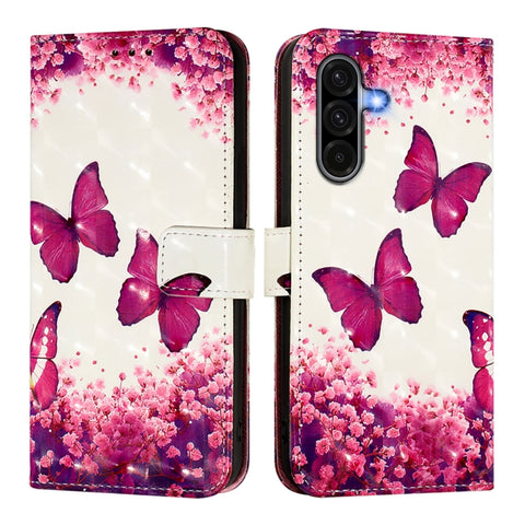For Samsung Galaxy A56 5G 3D Painting Horizontal Flip Leather Phone Case(Rose Butterfly)