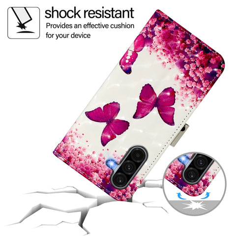 For Samsung Galaxy A56 5G 3D Painting Horizontal Flip Leather Phone Case(Rose Butterfly)