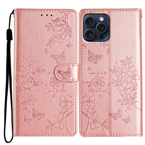 Eleganten etui ovitek za Samsung iPhone 16 Pro Max, Metulji, Pink