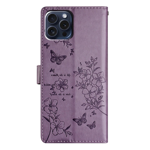 Eleganten etui ovitek za Samsung iPhone 16 Pro Max, Metulji, Vijoličen