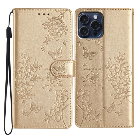 Eleganten etui ovitek za Samsung iPhone 16 Pro, Metulji, Gold