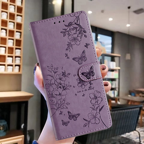 Eleganten etui ovitek za Samsung iPhone 16 Pro, Metulji, Vijoličen