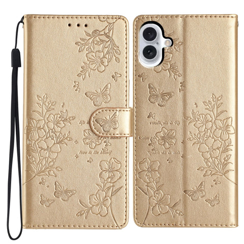 Eleganten etui ovitek za Samsung iPhone 16, Metulji, Gold