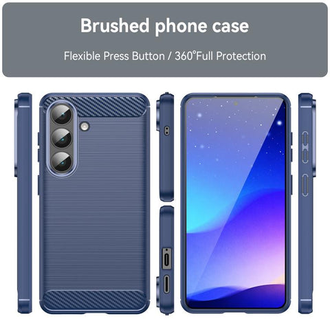 For Samsung Galaxy S26+ 5G Carbon Fiber Brushed Texture TPU Phone Case(Blue)
