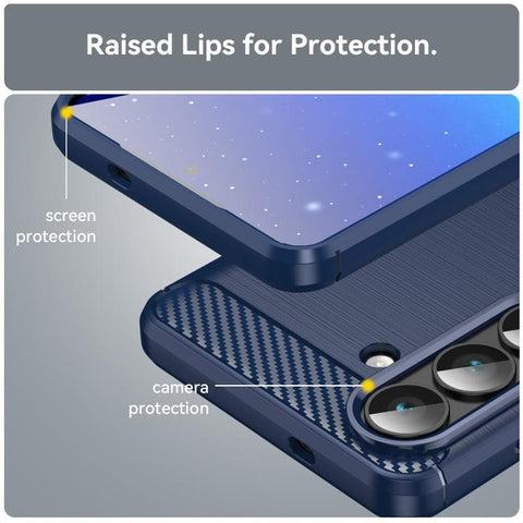 For Samsung Galaxy S26+ 5G Carbon Fiber Brushed Texture TPU Phone Case(Blue)