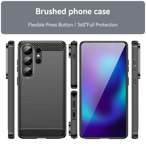 For Samsung Galaxy S26 Ultra 5G Carbon Fiber Brushed Texture TPU Phone Case(Black)