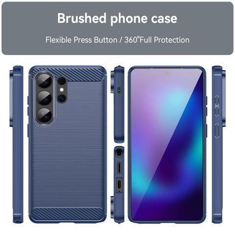 For Samsung Galaxy S26 Ultra 5G Carbon Fiber Brushed Texture TPU Phone Case(Blue)
