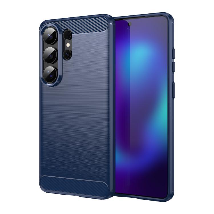 For Samsung Galaxy S26 Ultra 5G Carbon Fiber Brushed Texture TPU Phone Case(Blue)