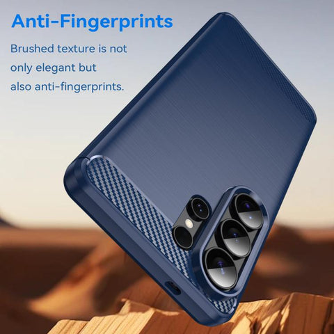 For Samsung Galaxy S26 Ultra 5G Carbon Fiber Brushed Texture TPU Phone Case(Blue)