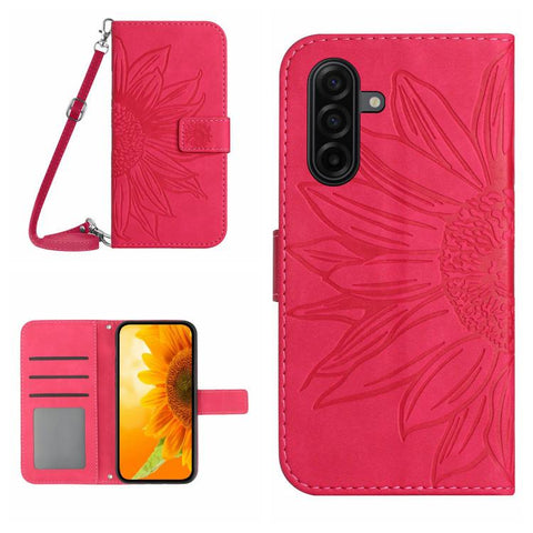 Eleganten ovitek etui za Samsung A36 / A37 / A56, Sončnica, Svetlo rdeč