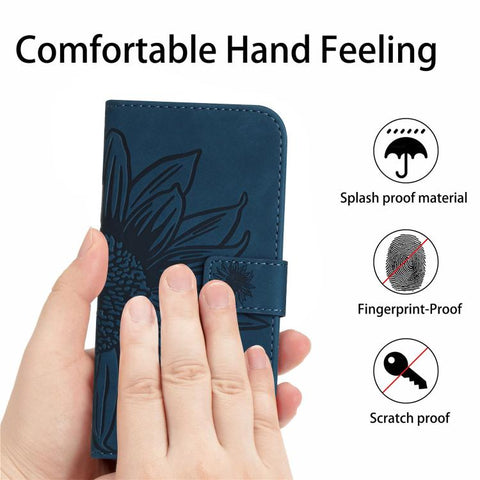 Eleganten ovitek etui za Samsung A36 / A37 / A56, Sončnica, Indigo moder