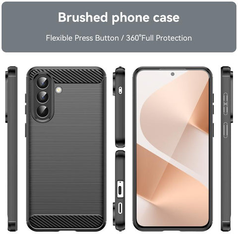 For Samsung Galaxy A57 5G Carbon Fiber Brushed Texture TPU Phone Case(Black)