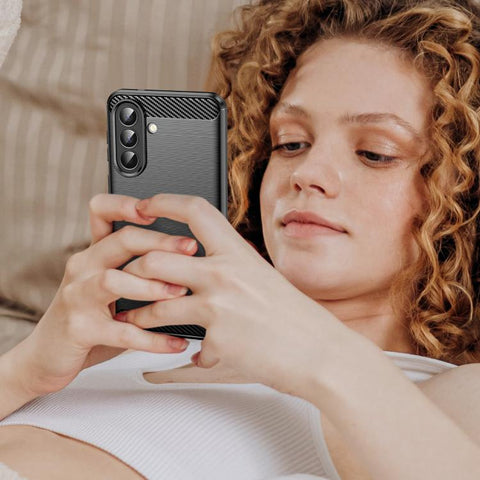 For Samsung Galaxy A57 5G Carbon Fiber Brushed Texture TPU Phone Case(Black)