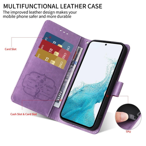 Eleganten etui ovitek za  Samsung A16, A17 in A26, Vijoličen, metulji