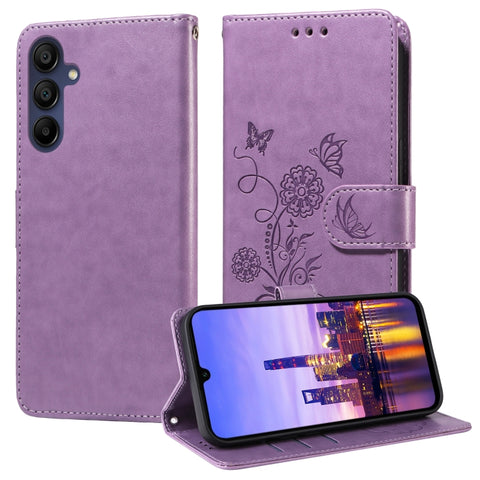 Eleganten etui ovitek za  Samsung A16, A17 in A26, Vijoličen, metulji