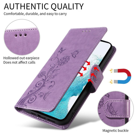 Eleganten etui ovitek za  Samsung A16, A17 in A26, Vijoličen, metulji