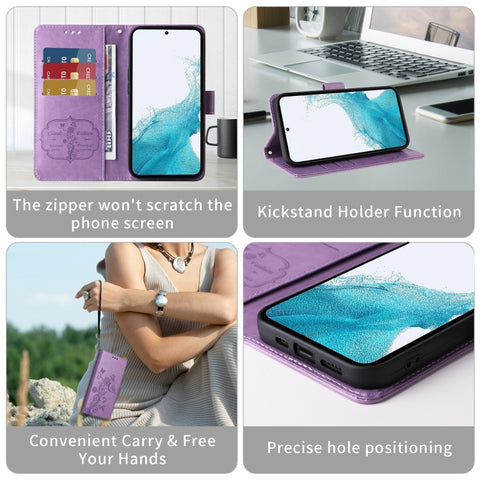 Eleganten etui ovitek za  Samsung A16, A17 in A26, Vijoličen, metulji