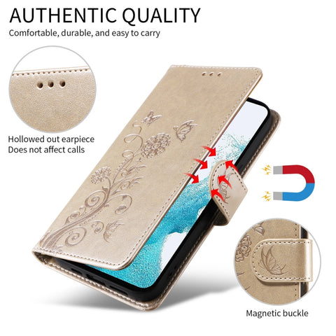 Eleganten etui ovitek za  Samsung A16, A17 in A26, Gold, metulji