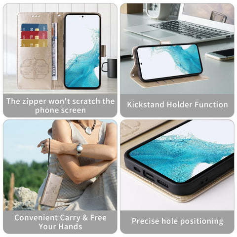 Eleganten etui ovitek za  Samsung A16, A17 in A26, Gold, metulji