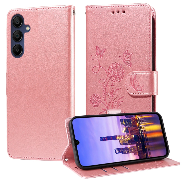 Eleganten etui ovitek za  Samsung A16, A17 in A26, Rose Gold, metulji