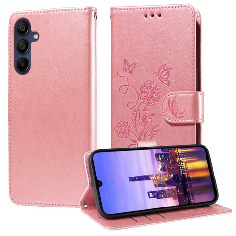 Eleganten etui ovitek za  Samsung A16, A17 in A26, Rose Gold, metulji