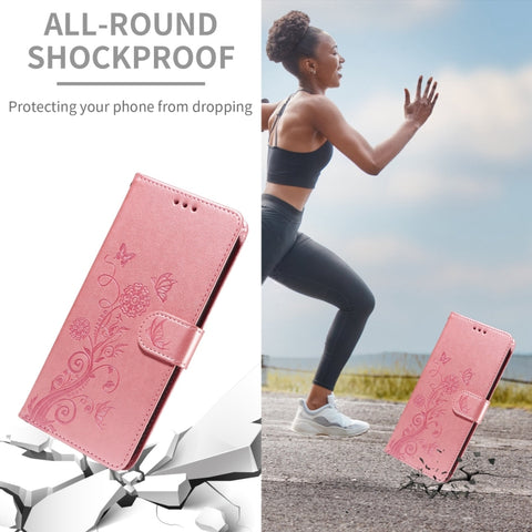 Eleganten etui ovitek za  Samsung A16, A17 in A26, Rose Gold, metulji