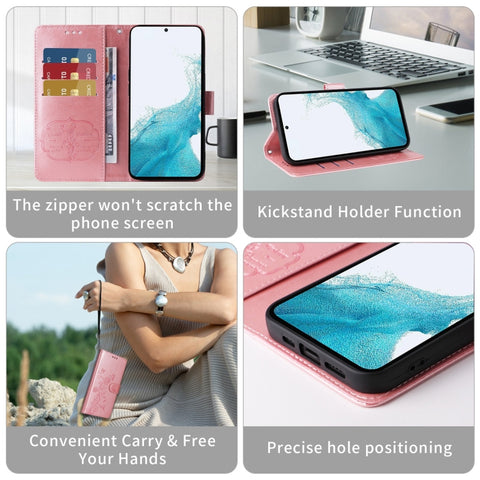Eleganten etui ovitek za  Samsung A16, A17 in A26, Rose Gold, metulji