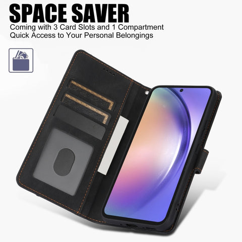 Eleganten ovitek etui iz umetnega usnja za Samsung A36 in A56, Črn