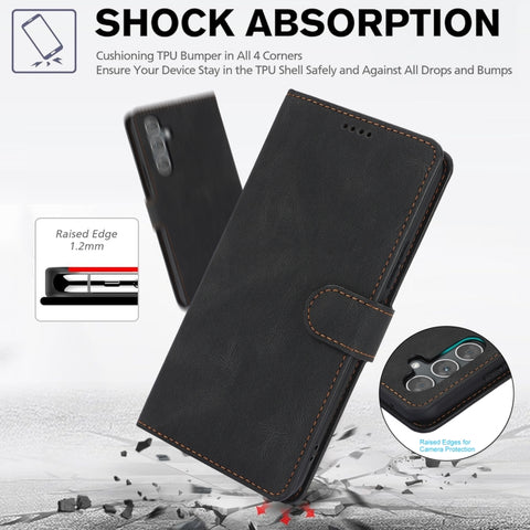 Eleganten ovitek etui iz umetnega usnja za Samsung A56 5G, Črn