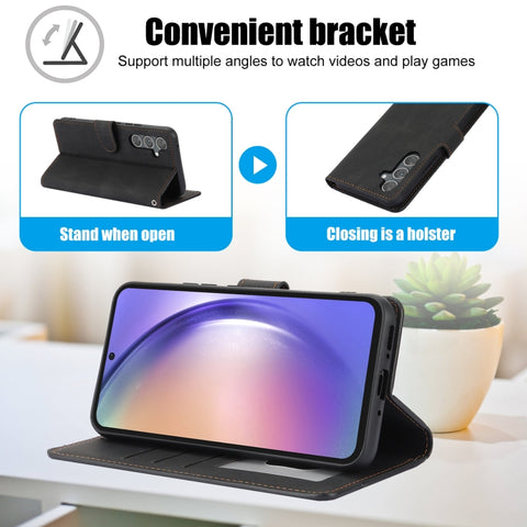 Eleganten ovitek etui iz umetnega usnja za Samsung A56 5G, Črn