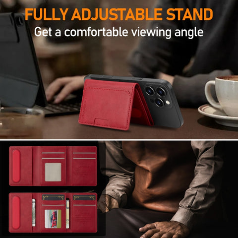 LC.IMEEKE 5-Cards MagSafe RFID Leather Card Bag(Red)